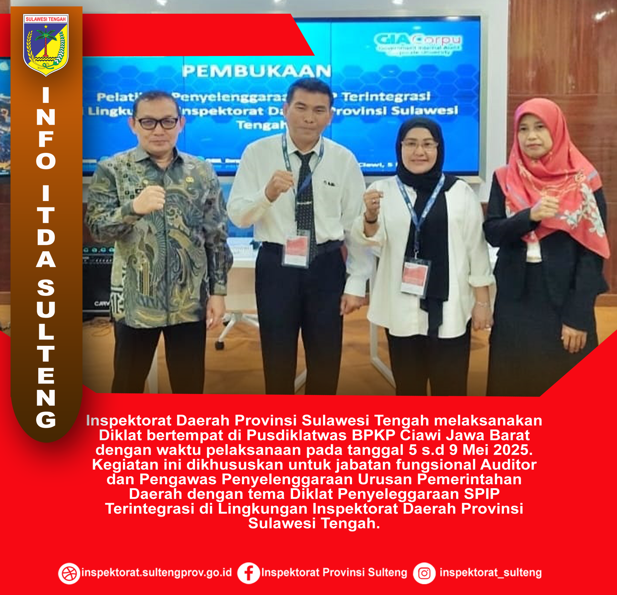  Pelaksanaan Diklat Penyelenggaraan SPIP Terintegrasi di Lingkungan Inspektorat Daerah Prov.Sulteng