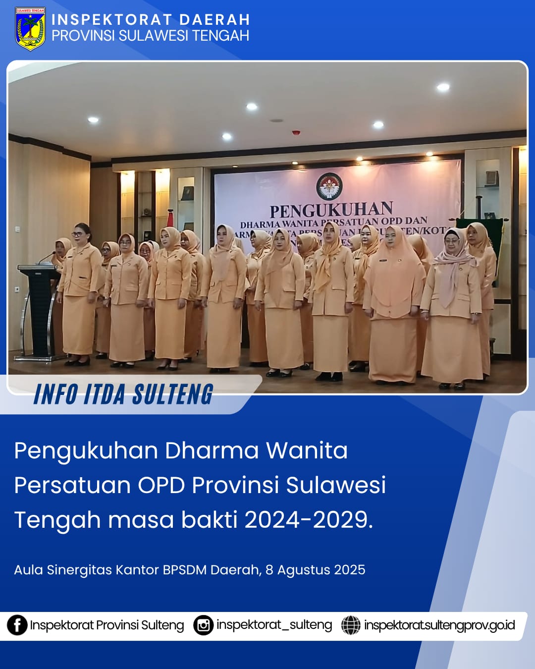  Pengukuhan Dharma Wanita Persatuan OPD Provinsi Sulawesi Tengah