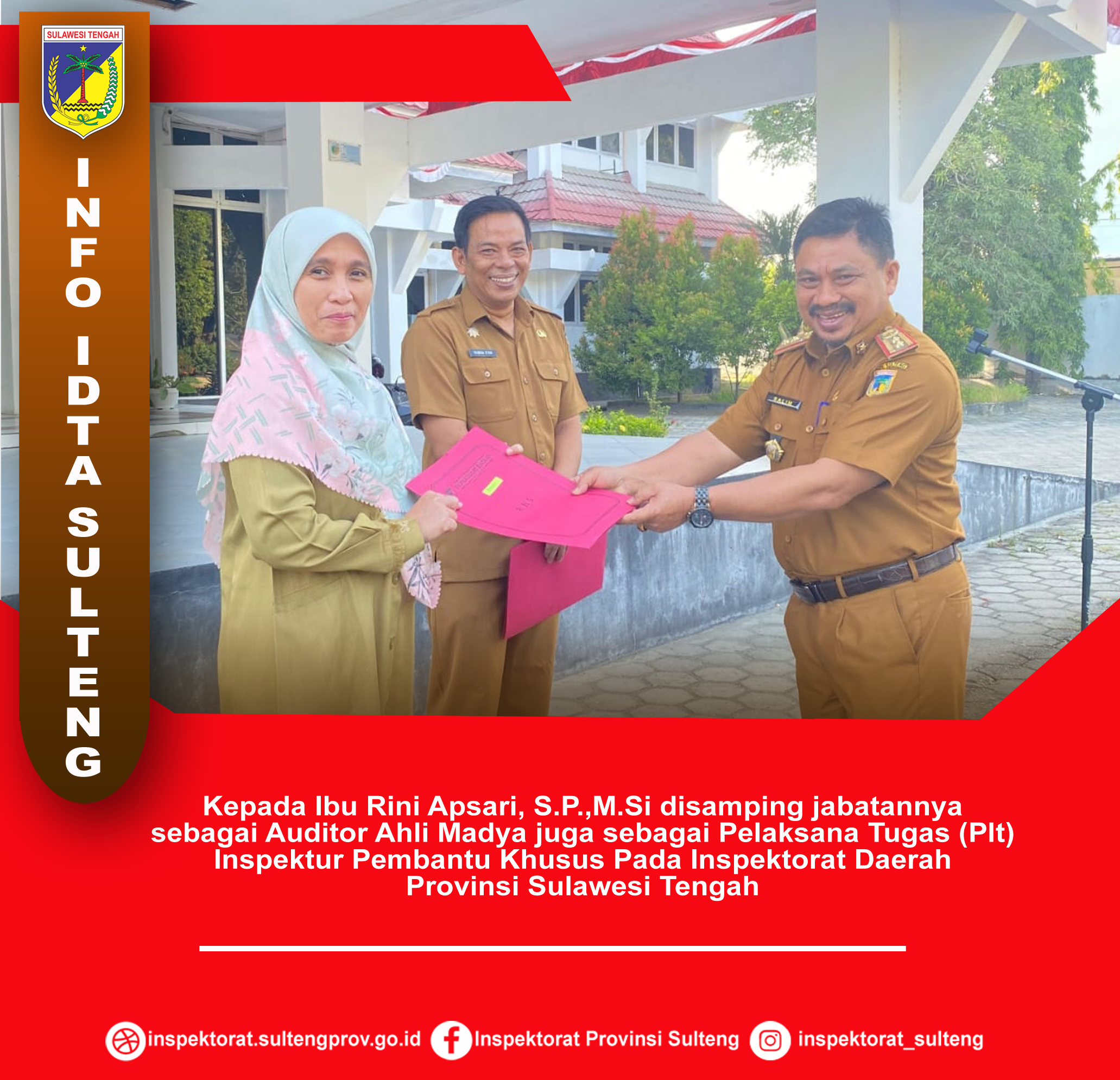  Penyerahan Surat Perintah Gubernur Sulawesi Tengah oleh Plh.Inspektur